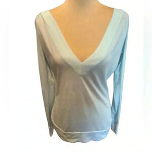 Chaser Drop Shoulder Vintage Jersey L/S Double V Raglan Crystal Blue Sz Med NWT